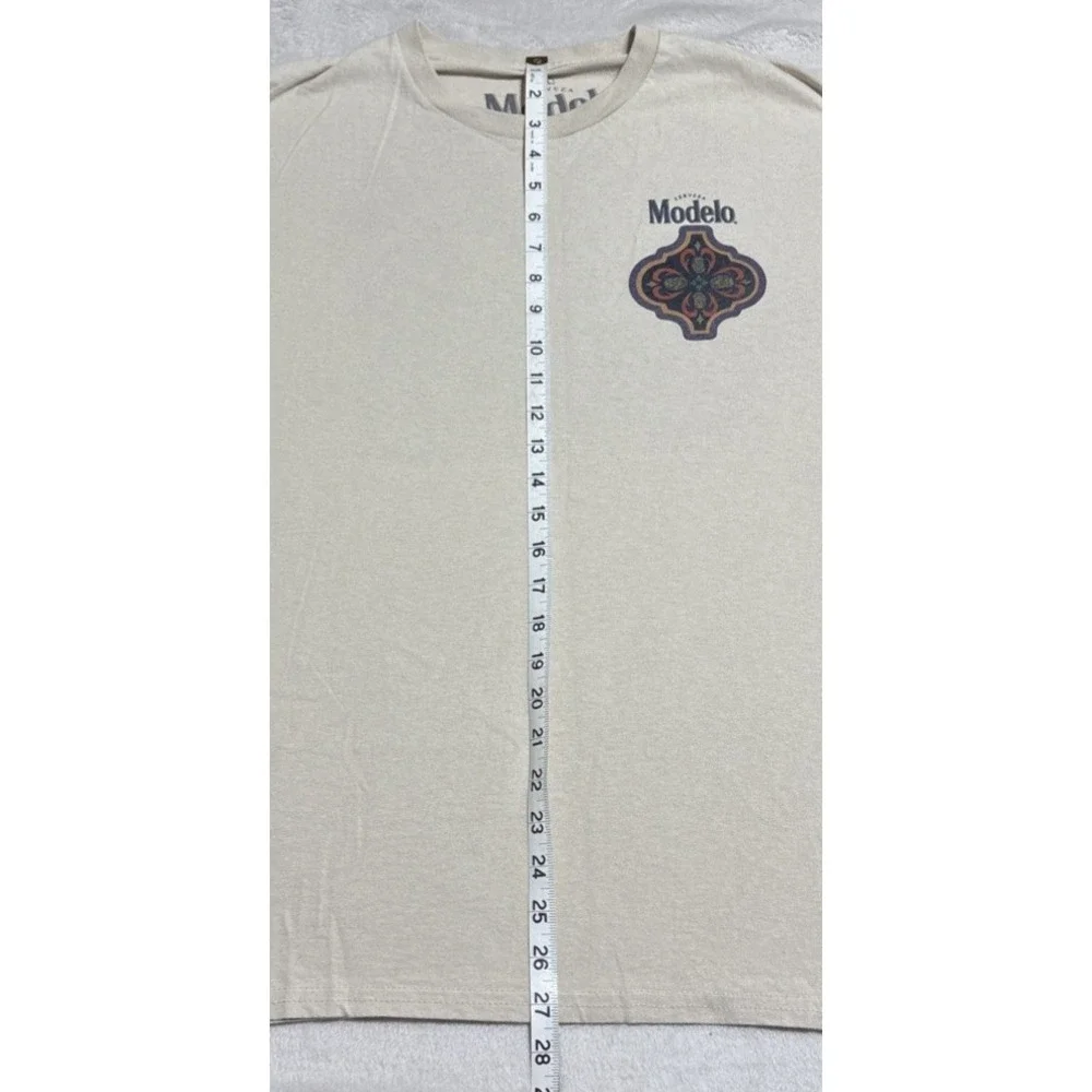 Modelo Cerveza T Shirt Men's Size XL Beige Short Sleeve Beer